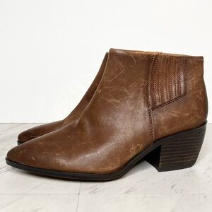 Franco Sarto Spur Brown Leather Bootie 7 1/2 M